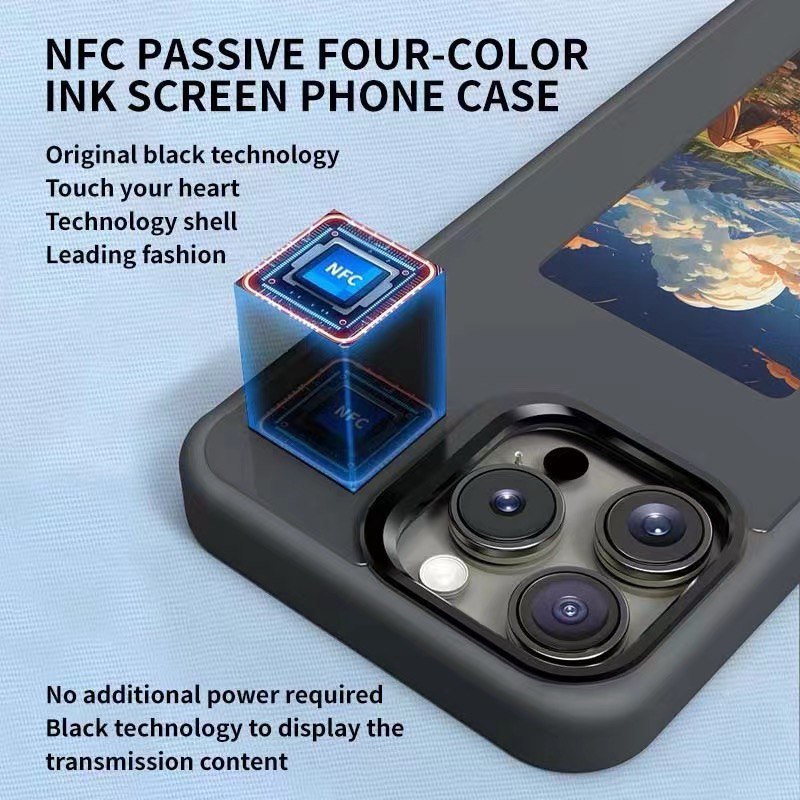 iPhone Series, Smart NFC Ink Screen Phone Case, Long-Lasting Imaging Display DIY Photo, Slim Shockproof Anti-Scratch Protective Cover