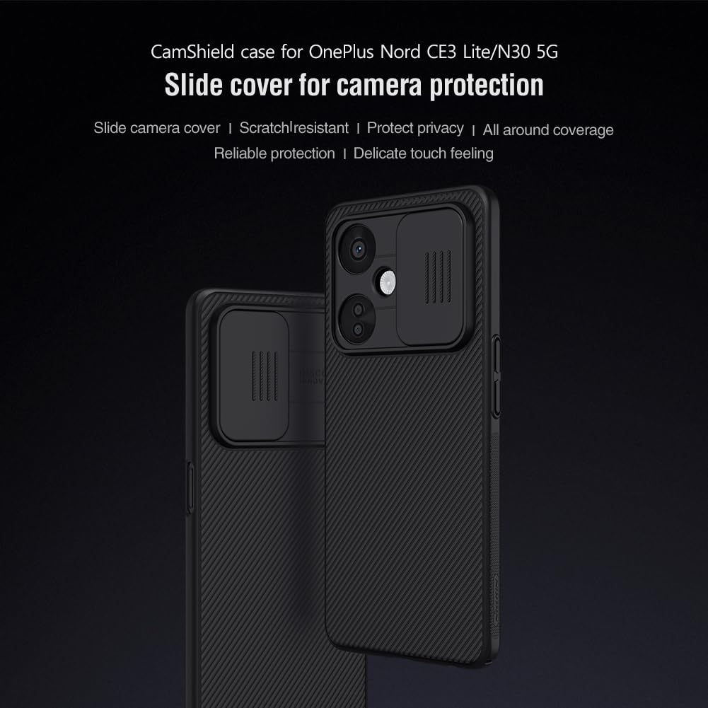 Nillkin Case for Oneplus Nord CE 3 Lite 5G (6.72" Inch) CamShield Slider Camera Close & Open Case Protect Black Color PC Finish