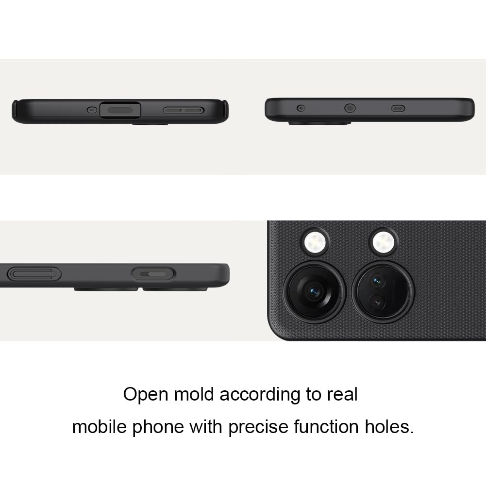 Nillkin Case for OnePlus Nord 3 5G (6.74" Inch) Super Frosted Hard Back Dotted Grip Cover PC Black Color