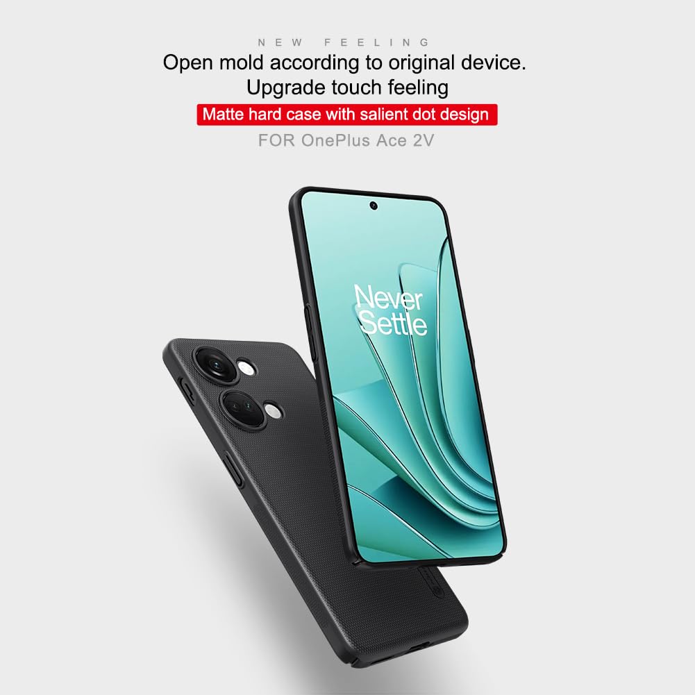 Nillkin Case for OnePlus Nord 3 5G (6.74" Inch) Super Frosted Hard Back Dotted Grip Cover PC Black Color