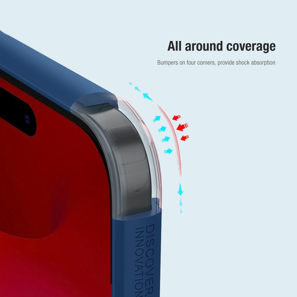 Nillkin Case for Apple iPhone 15 Pro Max (6.7" Inch) Super Frosted Shield Pro Hard Back Soft Border (PC + TPU) Shock Absorb Cover Raised Bezel Camera Protect PC Without Logo Cut Black Color