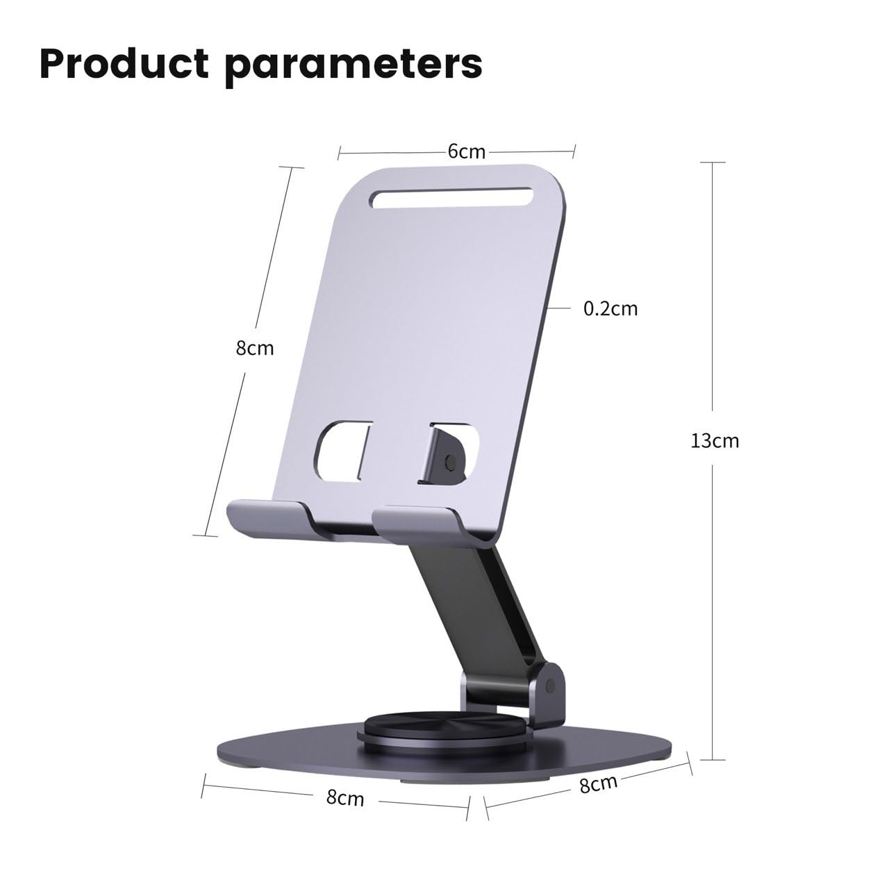 PRITO Metal Rotating Phone Tabletop Stand, Adjustable Height and Angle Foldable Cell Phone Stand Holder for Desk, Taller Phone Stand Compatible 4-11 Inch All Mobile Phone/iPad/Tablet