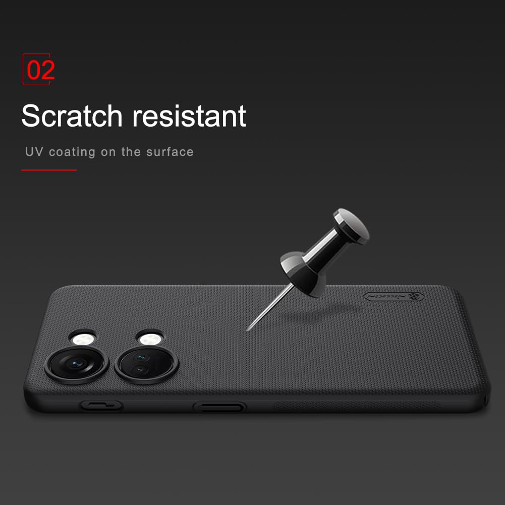 Nillkin Case for OnePlus Nord 3 5G (6.74" Inch) Super Frosted Hard Back Dotted Grip Cover PC Black Color