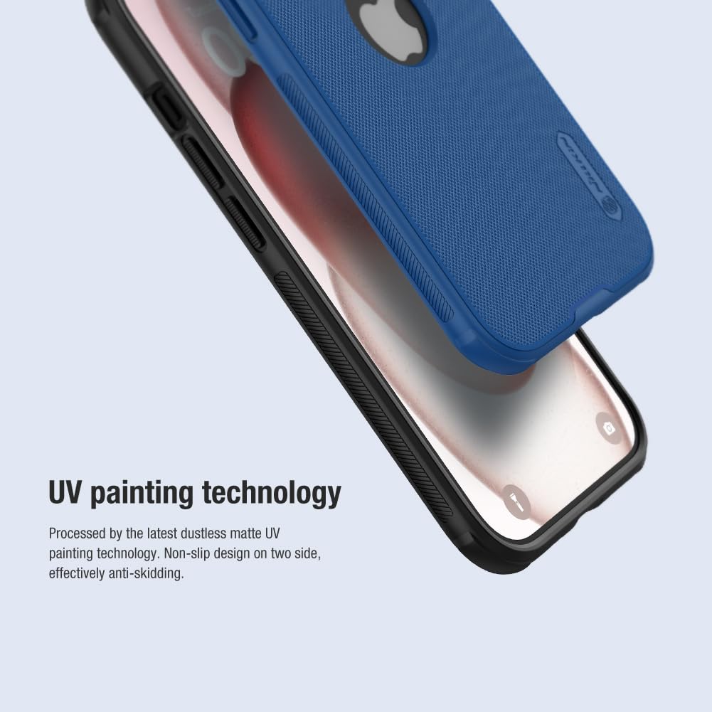 Nillkin Case for Apple iPhone 15 (6.1" Inch) Super Frosted Shield Pro Hard Back Soft Border (PC + TPU) Shock Absorb Cover Raised Bezel Camera Protect PC with Logo Cut Black Color