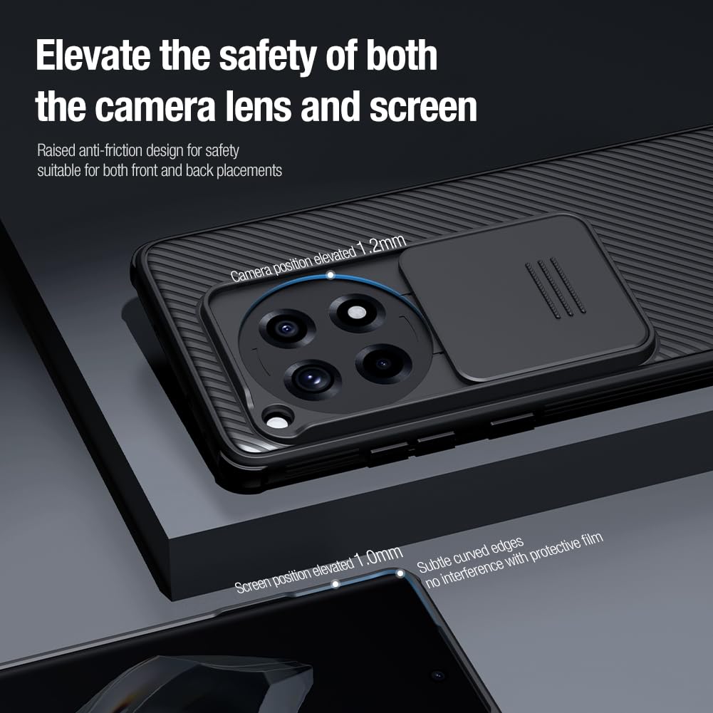 Nillkin Case for OnePlus 12R One Plus 12R (1+12) R (6.78" Inch) CamShield Pro Slider Camera Close & Open Double Layered Protection TPU + PC Black Color