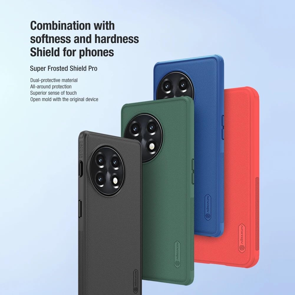 Nillkin Case for OnePlus 11R One Plus 11R (1+11) R (6.74" Inch) Super Frosted Shield Pro Hard Back Soft Border (PC + TPU) Shock Absorb Cover Raised Bezel Camera Protect PC Black Color