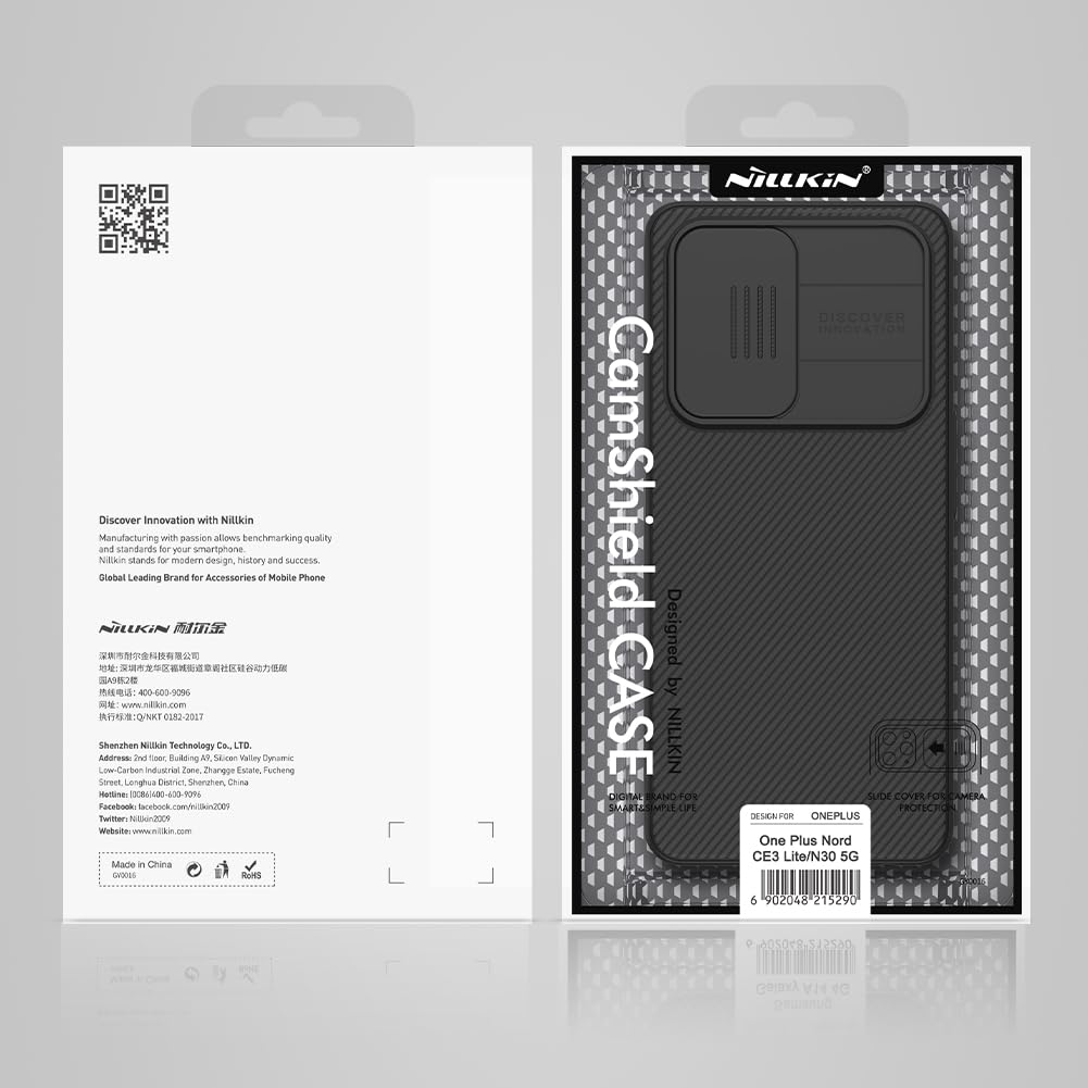 Nillkin Case for Oneplus Nord CE 3 Lite 5G (6.72" Inch) CamShield Slider Camera Close & Open Case Protect Black Color PC Finish