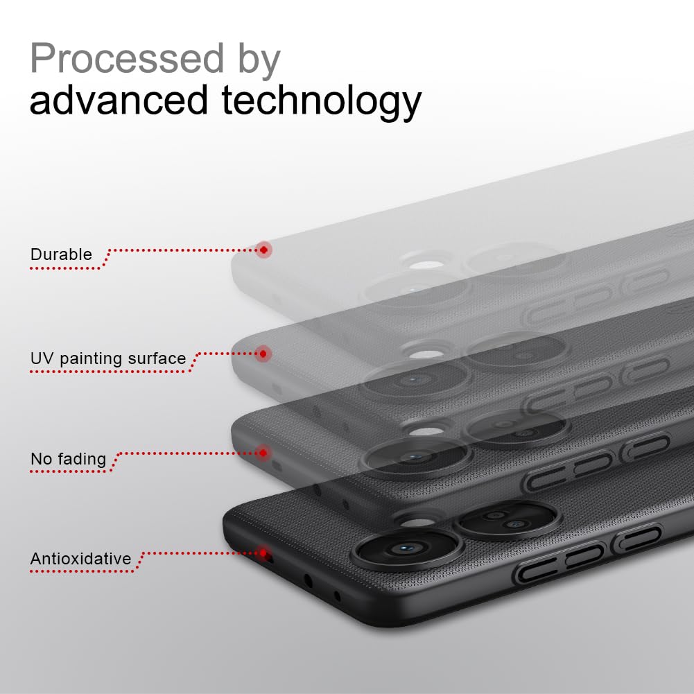 Nillkin Case for Oneplus Nord CE 3 5G (6.7" Inch) Super Frosted Hard Back Dotted Grip Cover PC Black Color