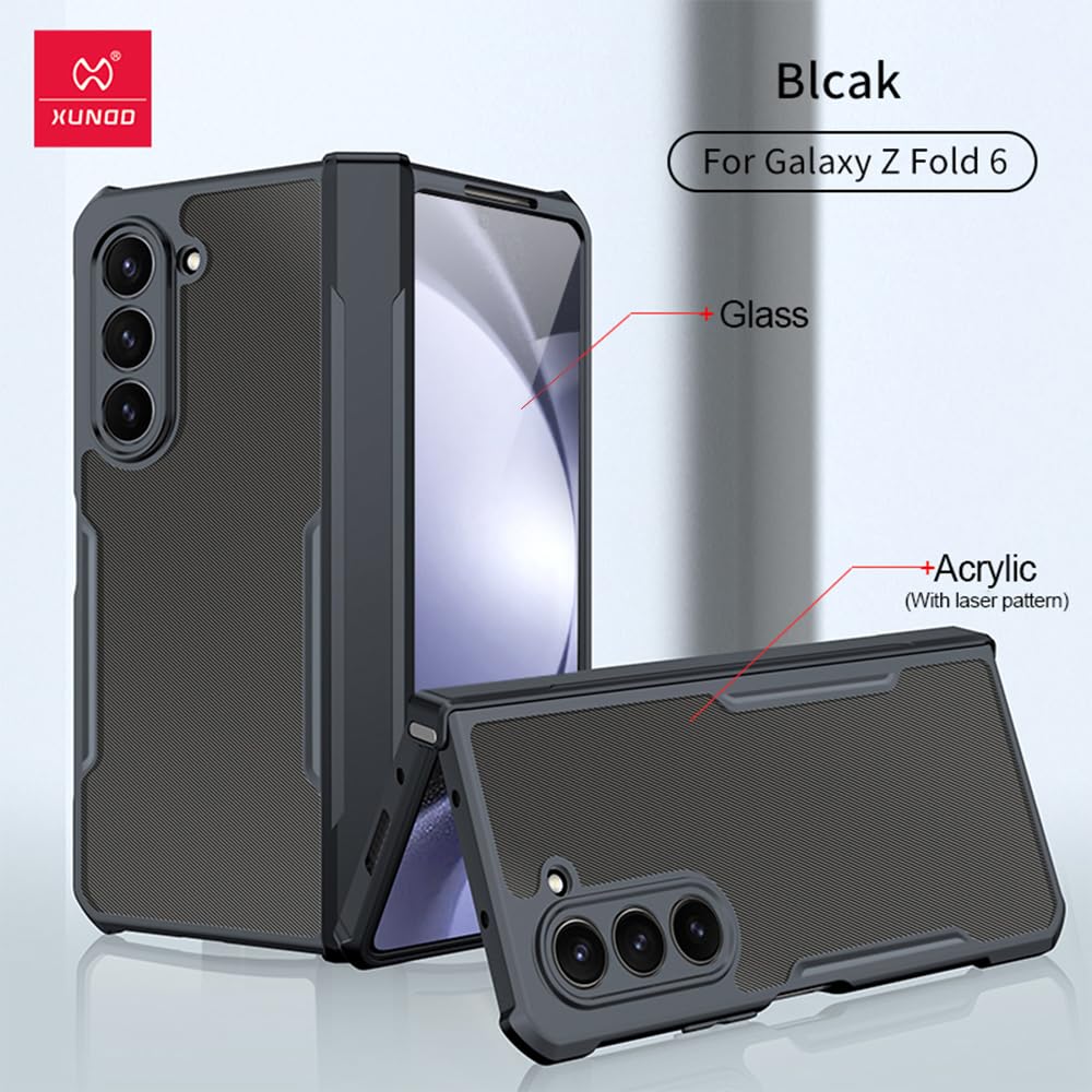 PRITO Compatible for Samsung Galaxy Z Fold 6 Case - Clear Beatle Slim Phone Case with Hard Pc Back, Soft TPU Edges, Hinge, Non-Yellowing, Shockproof Protective Cover for Z Fold 6