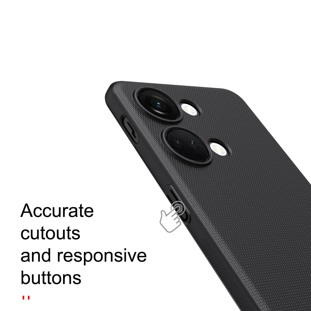Nillkin Case for OnePlus Nord 3 5G (6.74" Inch) Super Frosted Hard Back Dotted Grip Cover PC Black Color