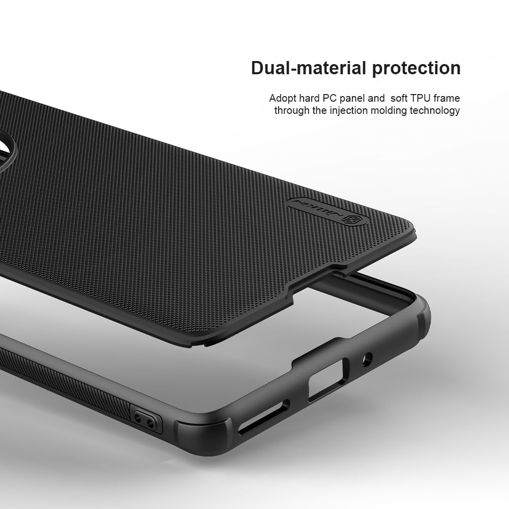 Nillkin Case for OnePlus 12R One Plus 12R (1+12) R (6.78" Inch) Super Frosted Shield Pro Hard Back Soft Border (PC + TPU) Shock Absorb Cover Raised Bezel Camera Protect PC Black