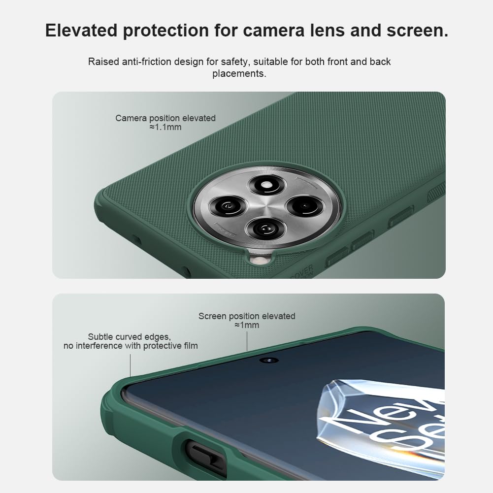 Nillkin Case for OnePlus 12R One Plus 12R (1+12) R (6.78" Inch) Super Frosted Shield Pro Hard Back Soft Border (PC + TPU) Shock Absorb Cover Raised Bezel Camera Protect PC Black