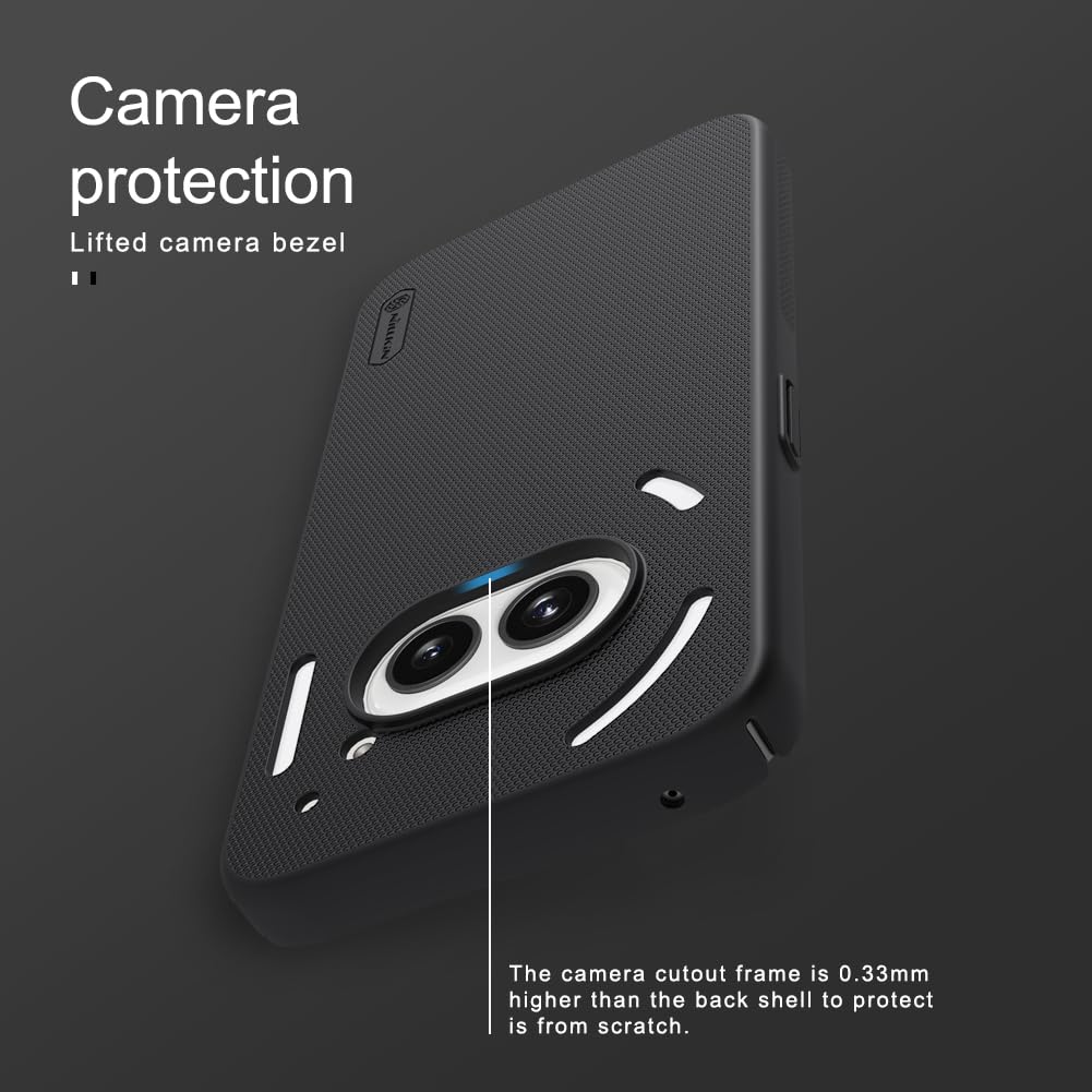 Nillkin Case for Nothing Phone 2A (6.7" Inch) Super Frosted Hard Back Dotted Grip Cover PC Black Color