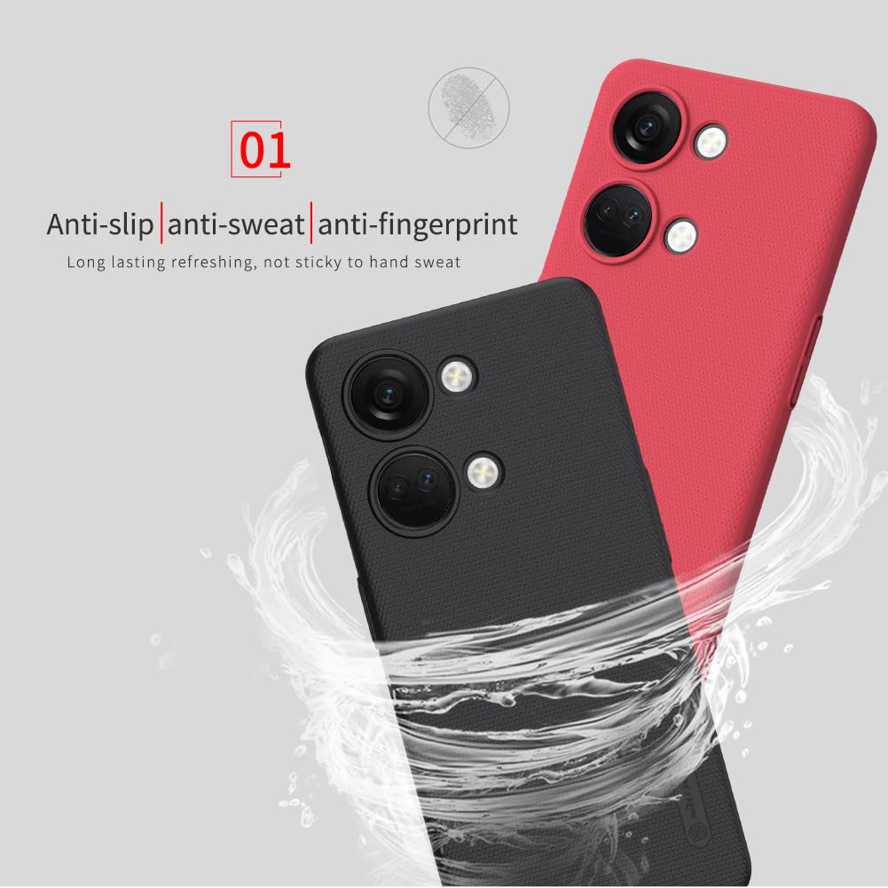 Nillkin Case for OnePlus Nord 3 5G (6.74" Inch) Super Frosted Hard Back Dotted Grip Cover PC Black Color