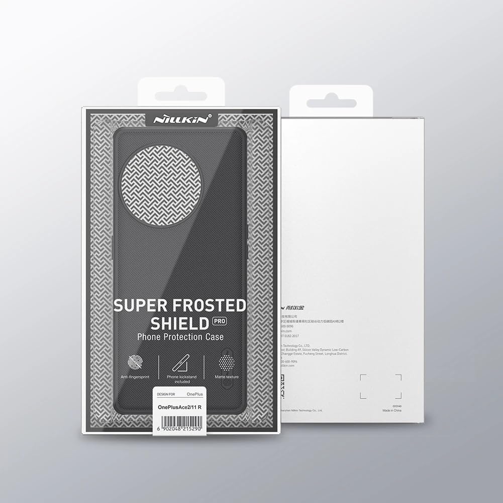Nillkin Case for OnePlus 11R One Plus 11R (1+11) R (6.74" Inch) Super Frosted Shield Pro Hard Back Soft Border (PC + TPU) Shock Absorb Cover Raised Bezel Camera Protect PC Black Color