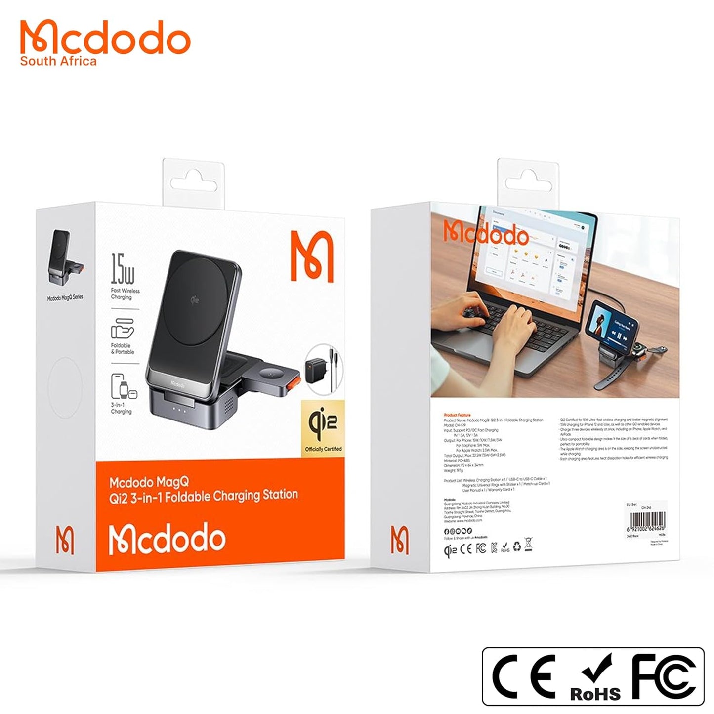 Mcdodo CH-5192 15W MagQ Qi2 3in1 Foldable Wireless Charging Stand