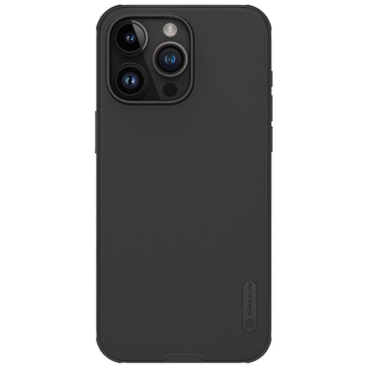 Nillkin Case for Apple iPhone 15 Pro Max (6.7" Inch) Super Frosted Shield Pro Hard Back Soft Border (PC + TPU) Shock Absorb Cover Raised Bezel Camera Protect PC Without Logo Cut Black Color