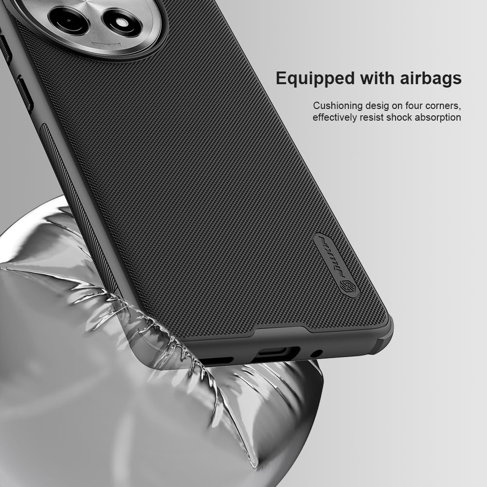 Nillkin Case for OnePlus 12R One Plus 12R (1+12) R (6.78" Inch) Super Frosted Shield Pro Hard Back Soft Border (PC + TPU) Shock Absorb Cover Raised Bezel Camera Protect PC Black