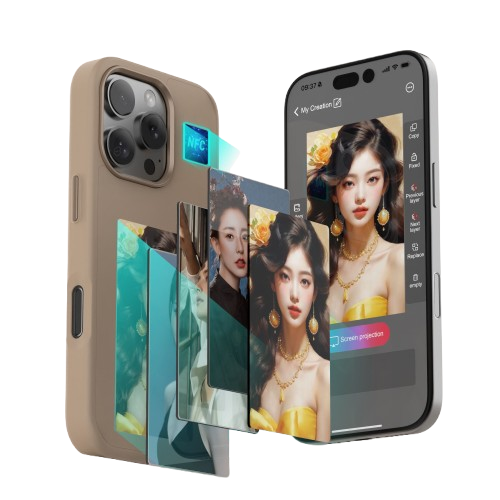 iPhone Series, Smart NFC Ink Screen Phone Case, Long-Lasting Imaging Display DIY Photo, Slim Shockproof Anti-Scratch Protective Cover