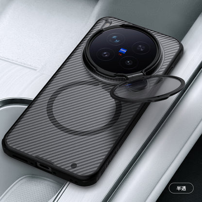 NILLKIN for Vivo X300 PRO Case with Camera Cover, Compatible with MagSafe, Full Camera Protection, Shockproof Protective, Adjustable Kickstand, Case with Stand. (Transparent Black, X300)