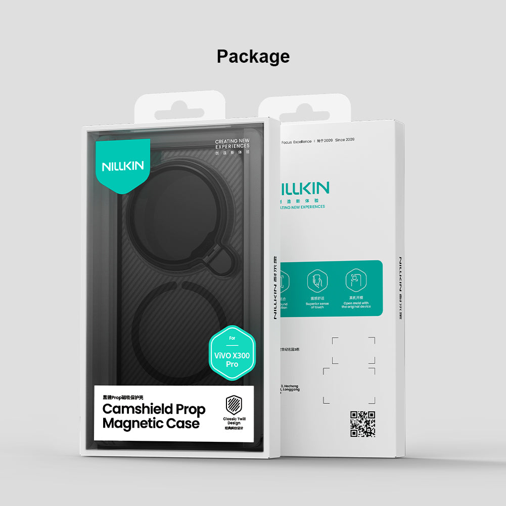 NILLKIN for Vivo X300 PRO Case with Camera Cover, Compatible with MagSafe, Full Camera Protection, Shockproof Protective, Adjustable Kickstand, Case with Stand. (Transparent Black, X300)