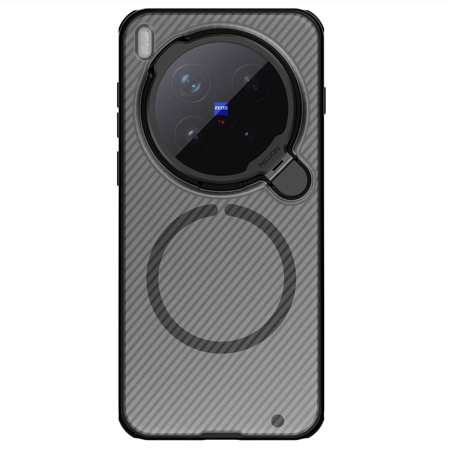 NILLKIN for Vivo X300 PRO Case with Camera Cover, Compatible with MagSafe, Full Camera Protection, Shockproof Protective, Adjustable Kickstand, Case with Stand. (Transparent Black, X300)