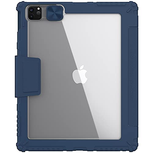 Nillkin Case for Apple iPad Pro 12.9" Inch 2022/2021 / 2020 Bumper Pro Leather Camera Slider Camshield Protect Stand Smart Wake & Sleep Pencil Holder Blue