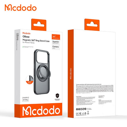mcdodo Magnetic 360° Ring Stand Case for iPhone 17 Air, Protective Case Compatible with MagSafe (Black, iPhone 17 Air)