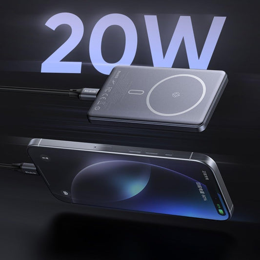 Mcdodo MC-4651 10000mAh 20W Metal Ultra Slim Magnetic Wireless Powerbank - Black