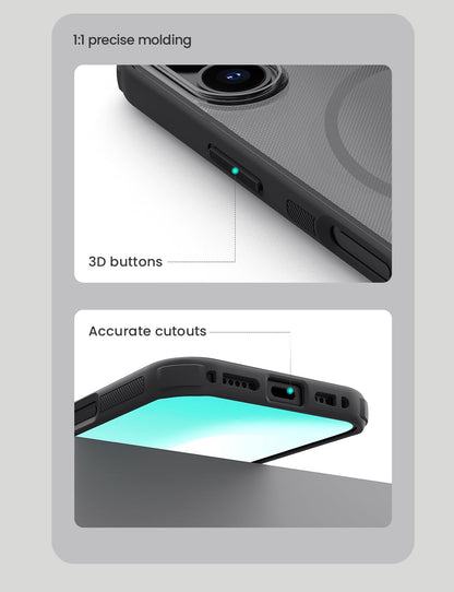 PRITO Nilkin® Slim Magnetic Matte Series case for iPhone 17 (17), MagSafe Magnetic, Shockproof and Scratch-Resistant, Lightweight Case (Transparent Black, 17)