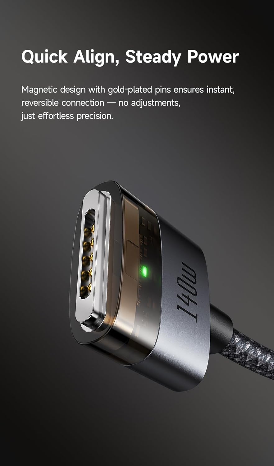 mcdodo USB C to Mag Safe 3 Cable 2m 140W Magnetic Charging Cable for 2024 MacBook Pro 14"/16" M4 2025 MacBook Air 13"/15" M4, Fast Charging (USB C to MagSafe 3-Black)