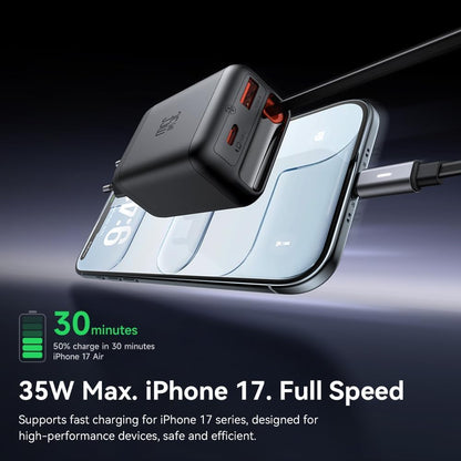 Mcdodo USB C Charger 35W Fast Charger GaN with Built-in Retractable Cable 3 in 1 (3 Ports), Compatible with iPhone 17 Pro Max/16/15, MacBook, Galaxy S25/S24 Ultra, iPad, Switch