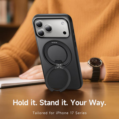 mcdodo Magnetic 360° Ring Stand Case for iPhone 17 Air, Protective Case Compatible with MagSafe (Black, iPhone 17 Air)