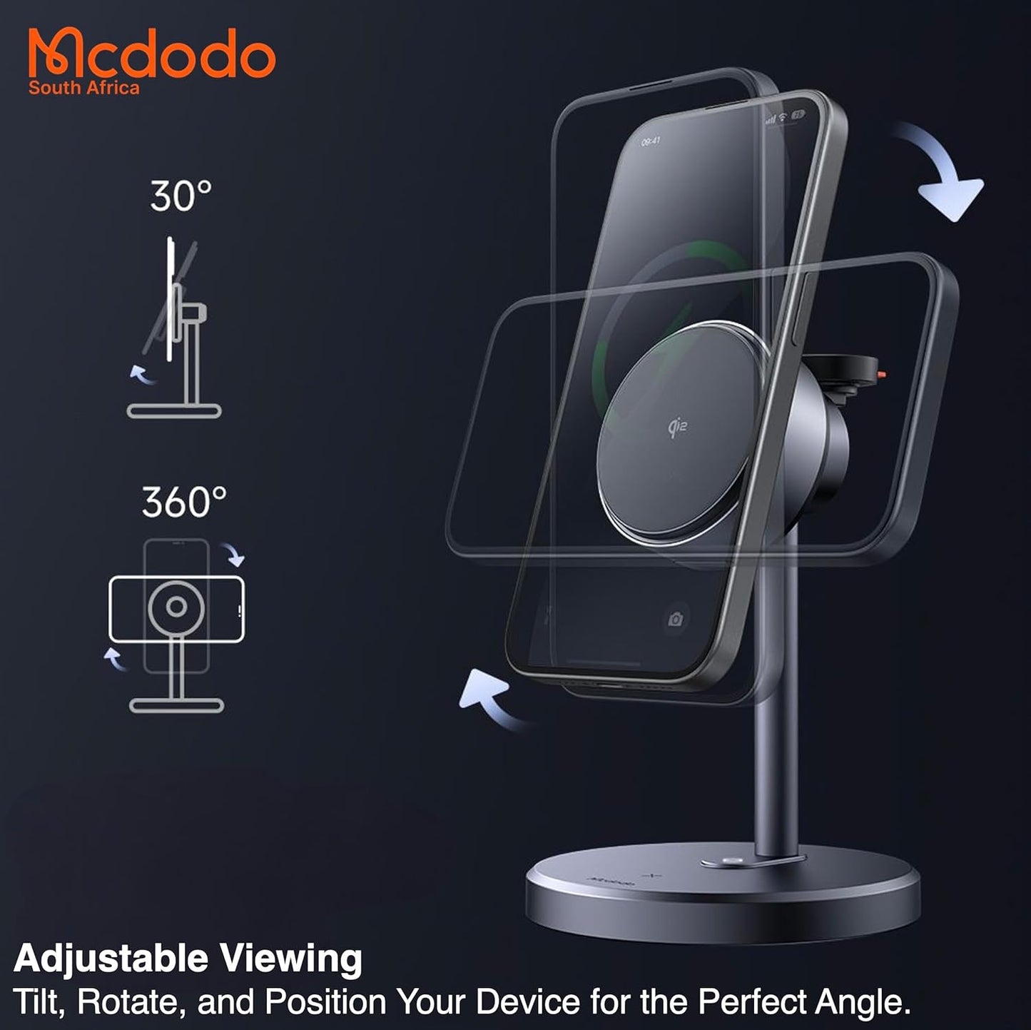 Mcdodo 3in1 Qi2 Magsafe Charging Stand with 33w Charger & Cable, iPhone 17 Series / 16 Series / 15 Series/Wireless Charging Stand Black