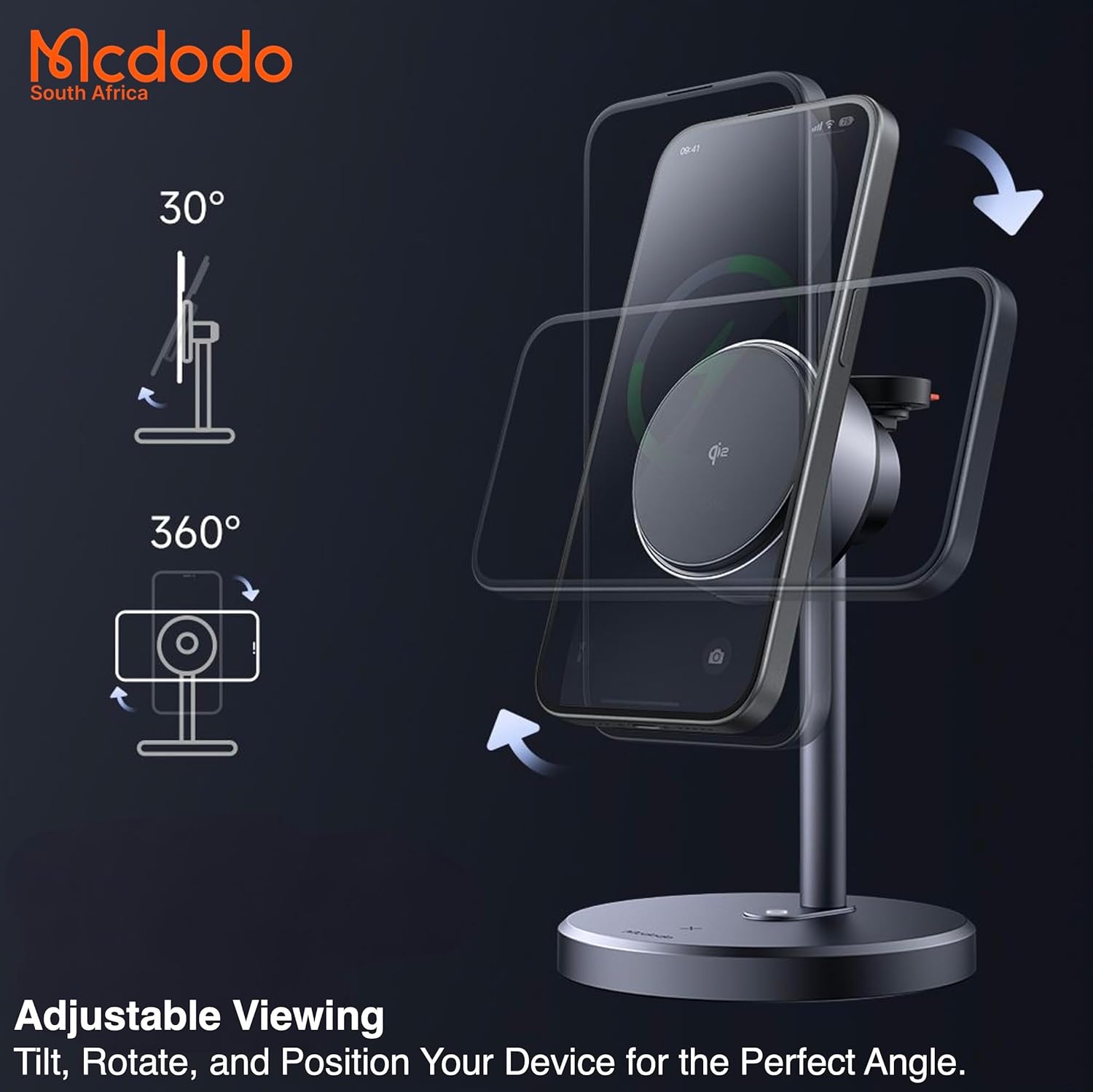 Mcdodo 3in1 Qi2 Magsafe Charging Stand with 33w Charger & Cable, iPhone 17 Series / 16 Series / 15 Series/Wireless Charging Stand Black