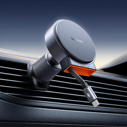 mcdodo for 15W MagSafe Car Mount Charger [Equipped with Type-C extendable Cable] Wireless Car Charger Magnetic Phone Holder Mount, Automobile Car Phone Holder Vent Fit