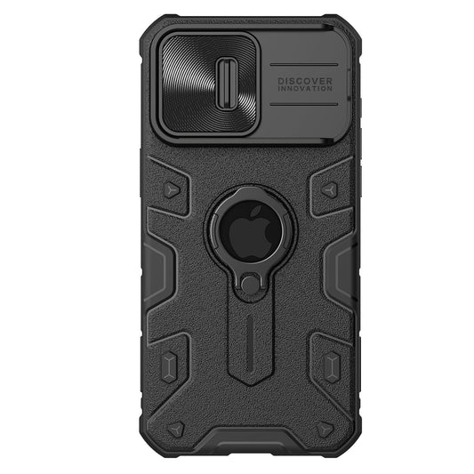 Nillkin Case for Apple iPhone 15 Pro (6.1" Inch) CamShield Armor Military Grade Camera Close & Open Double Layered Protection TPU + PC Finish with Kickstand Black Color