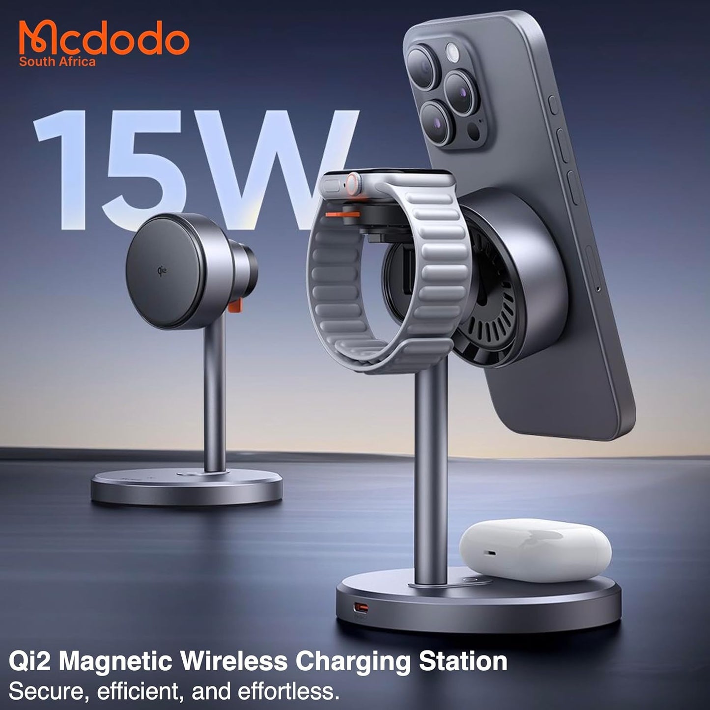 Mcdodo 3in1 Qi2 Magsafe Charging Stand with 33w Charger & Cable, iPhone 17 Series / 16 Series / 15 Series/Wireless Charging Stand Black