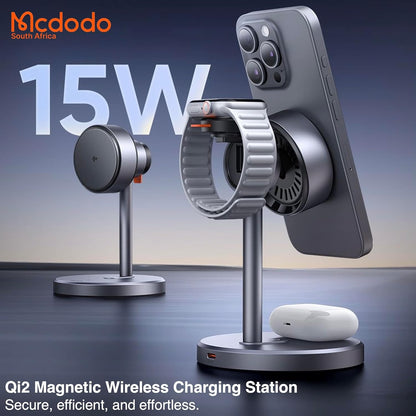 Mcdodo 3in1 Qi2 Magsafe Charging Stand with 33w Charger & Cable, iPhone 17 Series / 16 Series / 15 Series/Wireless Charging Stand Black