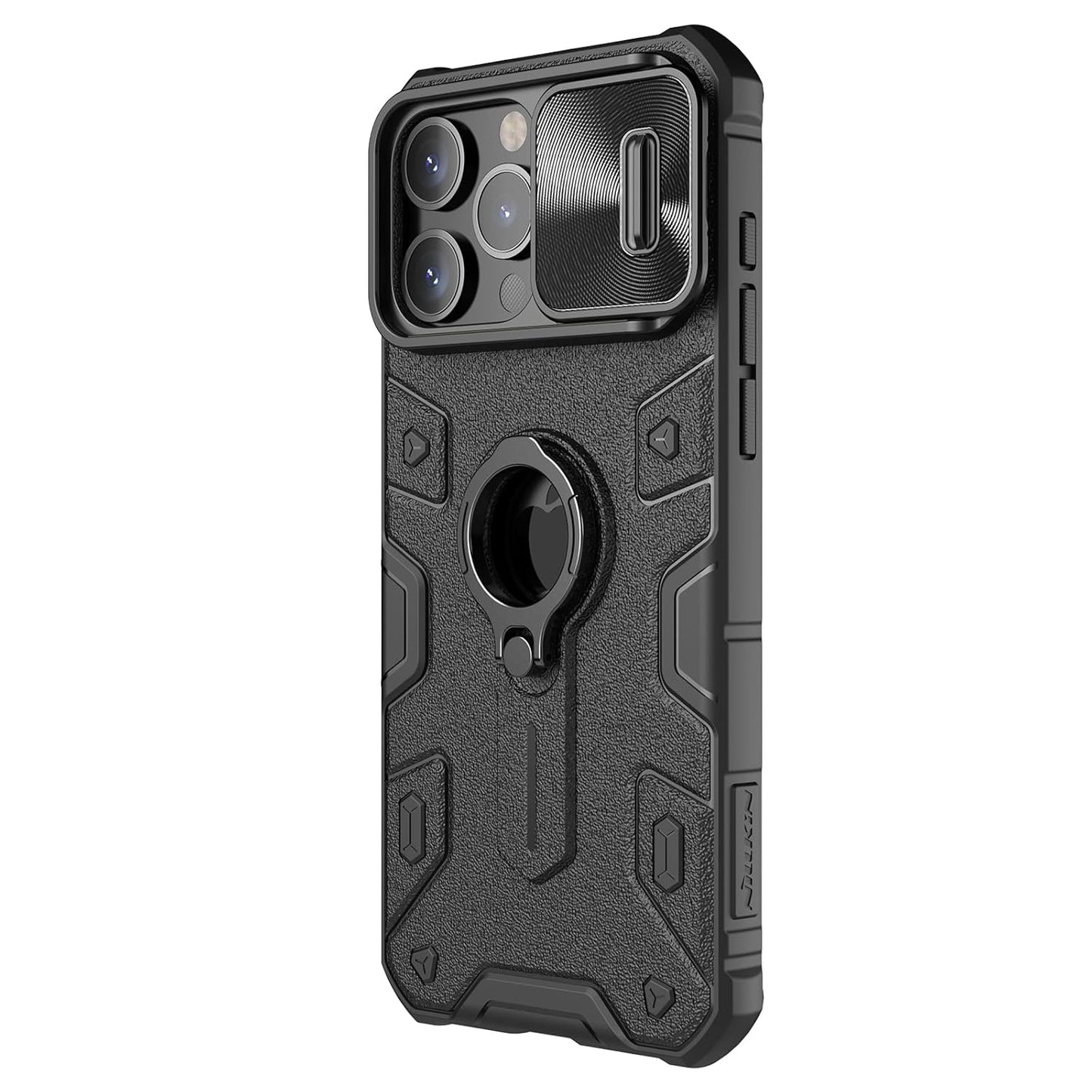 Nillkin Case for Apple iPhone 15 Pro (6.1" Inch) CamShield Armor Military Grade Camera Close & Open Double Layered Protection TPU + PC Finish with Kickstand Black Color