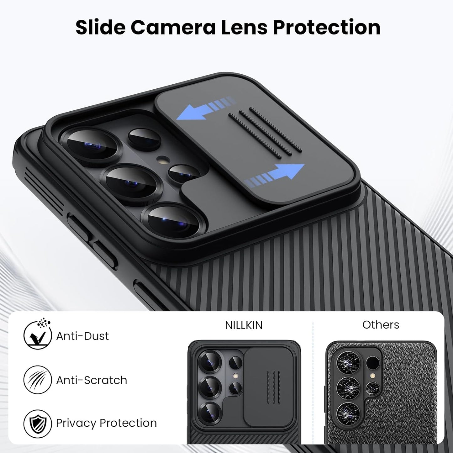 Nilkin® Classic Series for Samsung S26 Ultra Case with Camera Cover, [Camera Lens Protector] [Scratch-Resistant] [360 Full Protection] Shockproof Slim Phone Case (Black, S26Ultra)