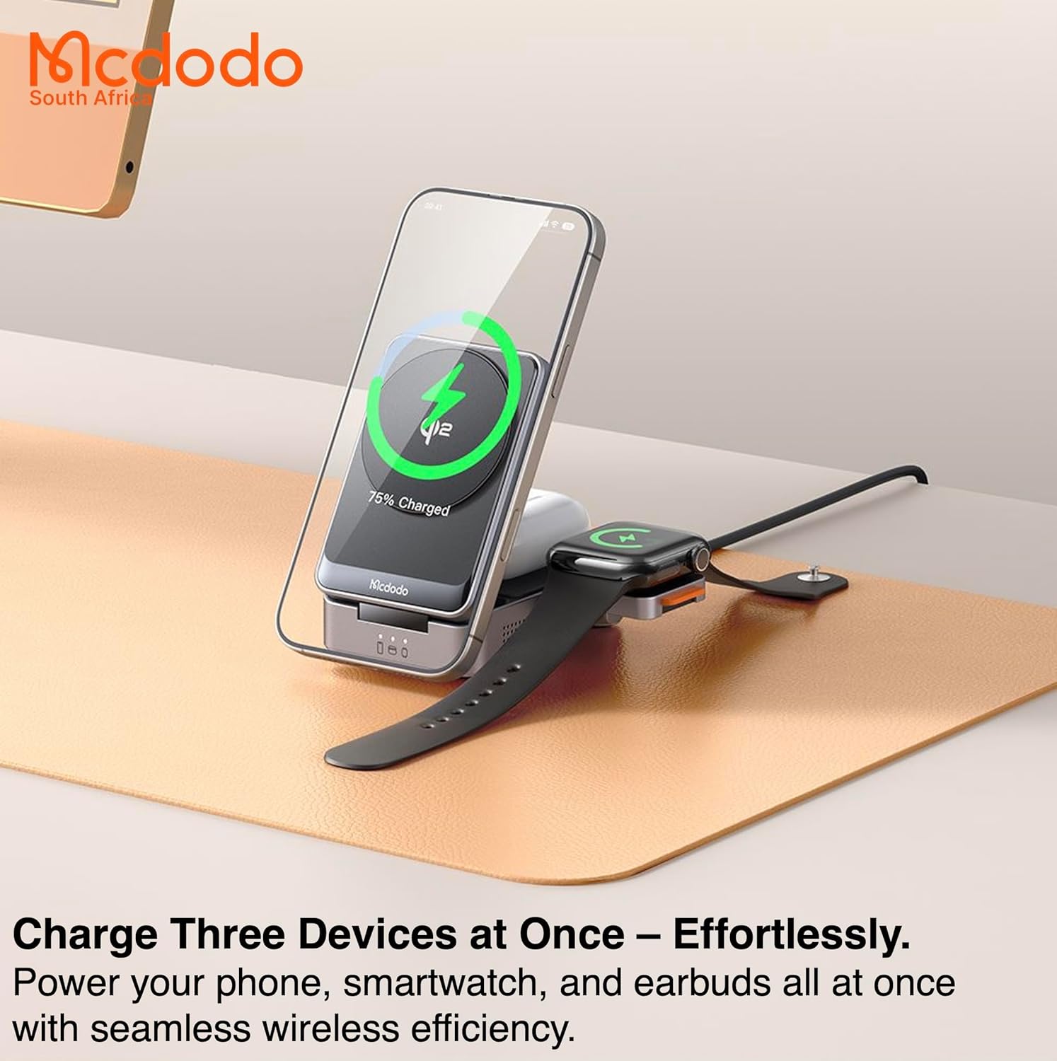 Mcdodo CH-5192 15W MagQ Qi2 3in1 Foldable Wireless Charging Stand