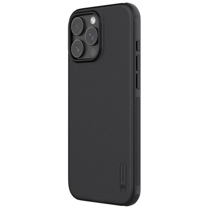 Nillkin Case for Apple iPhone 16 Pro Super Frosted Shield Pro Hard Back Soft Border (PC + TPU) Shock Absorb Cover Raised Bezel Camera Protect PC Without Logo Cut Black Color