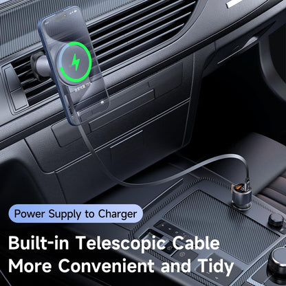 mcdodo for 15W MagSafe Car Mount Charger [Equipped with Type-C extendable Cable] Wireless Car Charger Magnetic Phone Holder Mount, Automobile Car Phone Holder Vent Fit