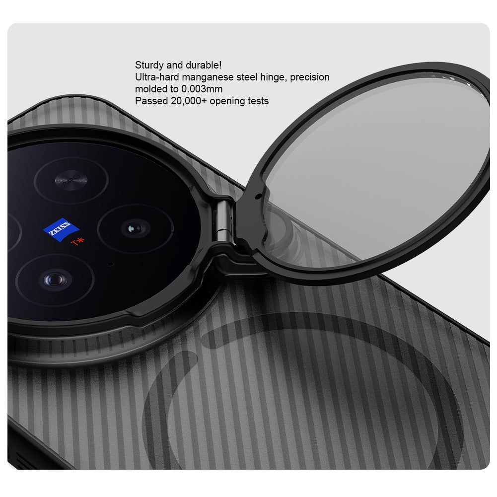 NILLKIN for Vivo X300 PRO Case with Camera Cover, Compatible with MagSafe, Full Camera Protection, Shockproof Protective, Adjustable Kickstand, Case with Stand. (Transparent Black, X300)