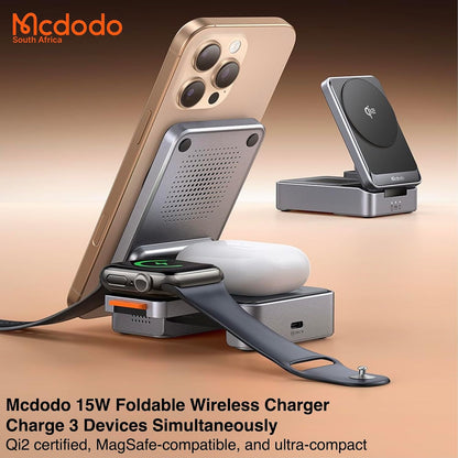 Mcdodo CH-5192 15W MagQ Qi2 3in1 Foldable Wireless Charging Stand