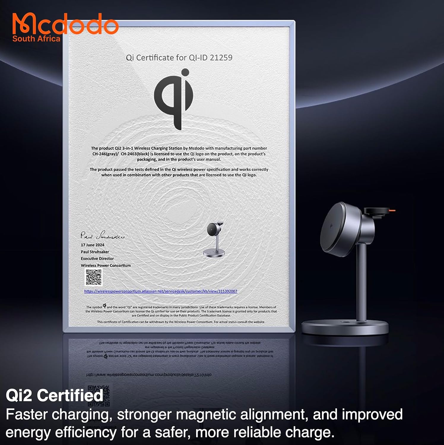 Mcdodo 3in1 Qi2 Magsafe Charging Stand with 33w Charger & Cable, iPhone 17 Series / 16 Series / 15 Series/Wireless Charging Stand Black