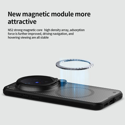 NILLKIN for Vivo X300 PRO Case with Camera Cover, Compatible with MagSafe, Full Camera Protection, Shockproof Protective, Adjustable Kickstand, Case with Stand. (Transparent Black, X300)