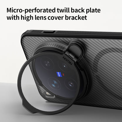 NILLKIN for Vivo X300 PRO Case with Camera Cover, Compatible with MagSafe, Full Camera Protection, Shockproof Protective, Adjustable Kickstand, Case with Stand. (Transparent Black, X300)